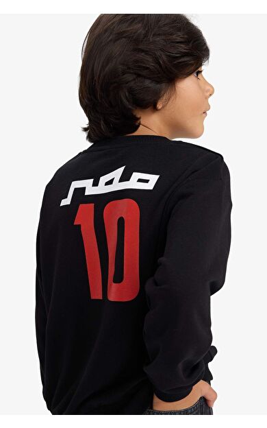 Erkek Çocuk Bisiklet Yaka Slogan Baskılı Sweatshirt