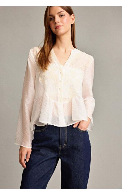 V Yaka Uzun Kollu Gömlek