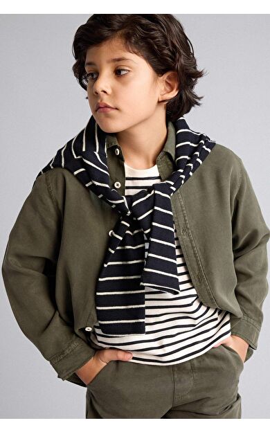 DeFacto Regular Fıt Polo Yaka Tencel Uzun Kollu Gömlek Erkek Çocuk