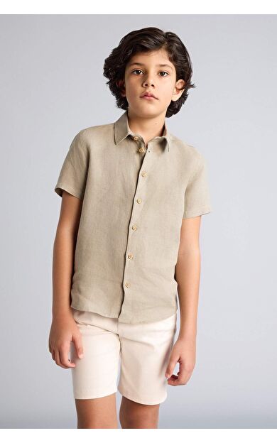 Regular Fıt Apaş Yaka Kısa Kollu Gömlek Erkek Çocuk