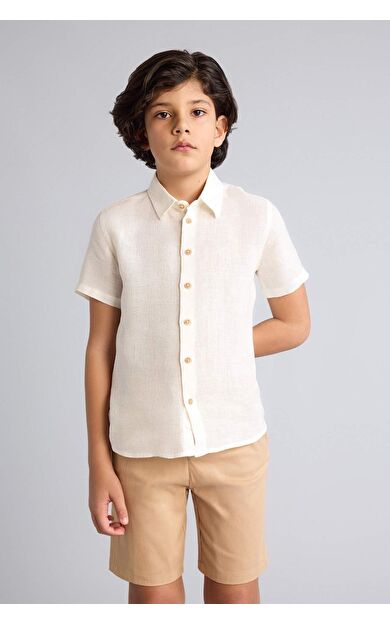 Regular Fıt Apaş Yaka Kısa Kollu Gömlek Erkek Çocuk