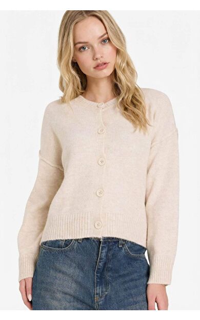 Regular Fit Bisiklet Yaka Düğmeli Hırka