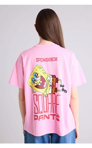 DeFacto SpongeBob Oversıze Bisiklet Yaka Baskılı Kısa Kollu Tişört
