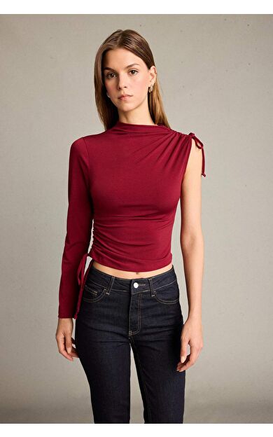 Tek Omuzlu Büzgülü Bluz G5051AX25WNBR229