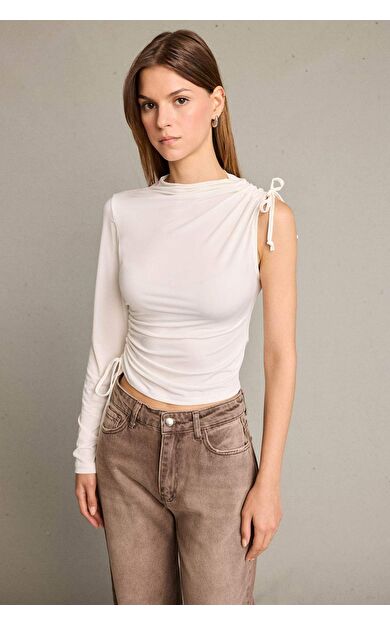Tek Omuzlu Büzgülü Bluz G5051AX25WNER105
