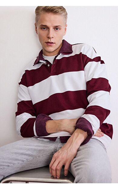 DeFacto Boxy Fit Polo Yaka Sweatshirt