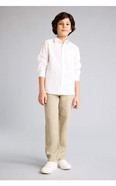 DeFacto Regular Fıt Düz Paça Keten Pantolon Erkek Çocuk