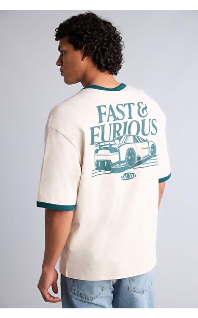 DeFacto Fast & Furıous Boxy Fıt Baskılı Kısa Kollu Tişört