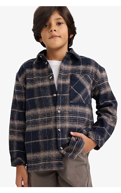 Erkek Çocuk Regular Fit Ekose Desenli Flanel Uzun Kollu Gömlek