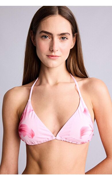 DeFacto Regular Fıt Çiçekli Pembe Bikini Üstü