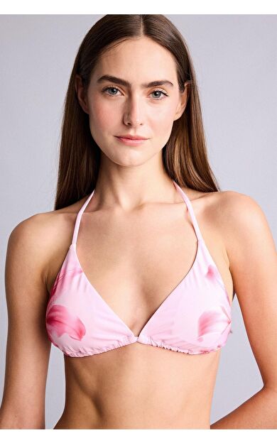DeFacto Regular Fıt Çiçekli Pembe Bikini Üstü