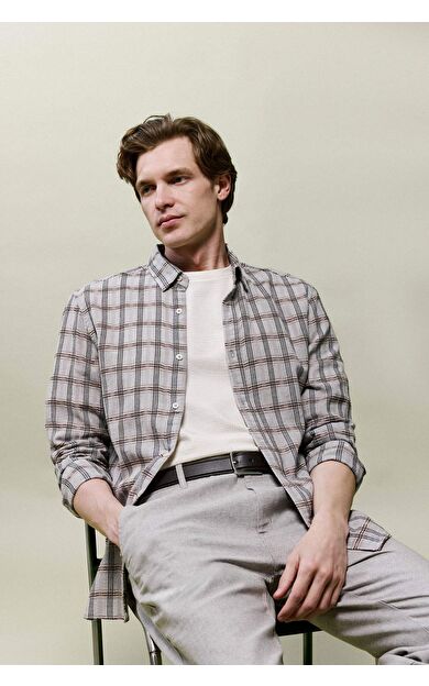 DeFacto Regular Fıt Polo Yaka Flanel Uzun Kollu Gömlek