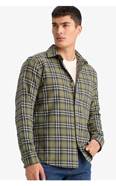 DeFacto Regular Fit Polo Yaka Flanel Uzun Kollu Gömlek