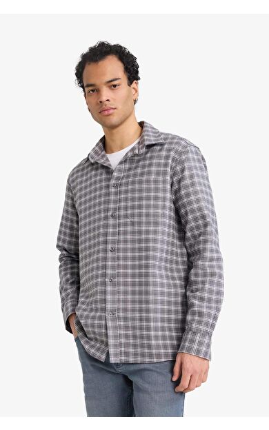 Regular Fit Polo Yaka Flanel Uzun Kollu Gömlek