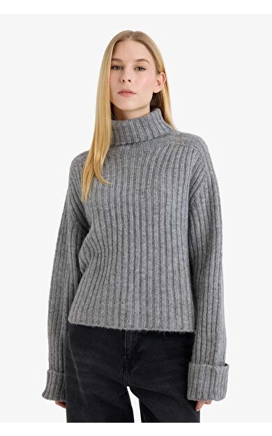 Oversize Geniş Kalıp Balıkçı Yaka Kazak