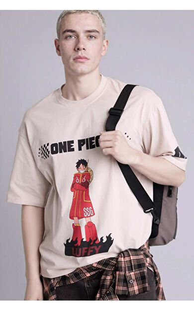 DeFacto One Pıece Boxy Fıt Baskılı Kısa Kollu Tişört