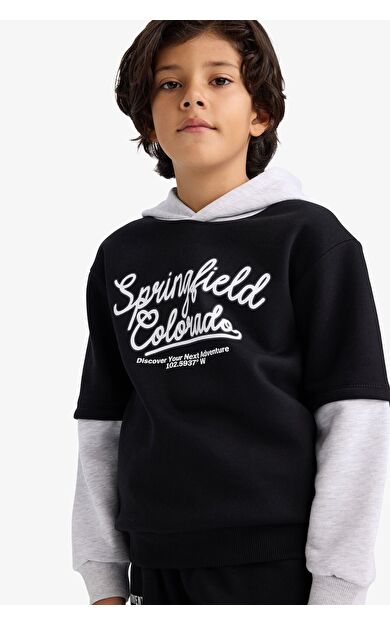 DeFacto Erkek Çocuk New Regular Fit Kapüşonlu İçi Yumuşak Tüylü Sweatshirt