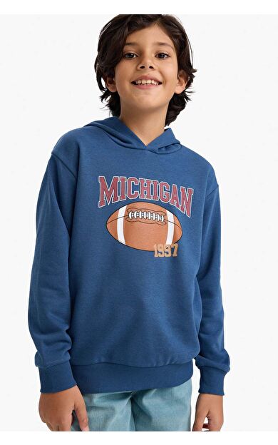 Erkek Çocuk New Regular Fit Kapüşonlu İçi Yumuşak Tüylü Sweatshirt