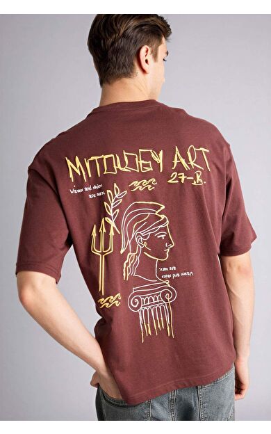 DeFacto %100 Pamuk Boxy Fit Baskılı Tişört