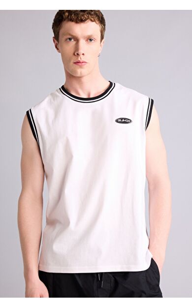 DeFacto %100 Pamuk Oversize Baskılı Beyaz Atlet