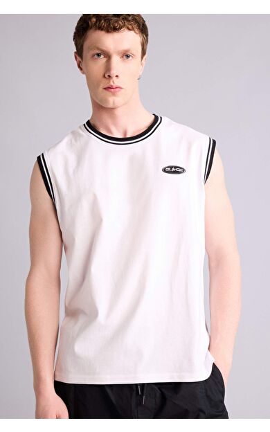 DeFacto %100 Pamuk Oversize Baskılı Beyaz Atlet