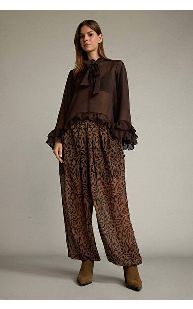 Relax Fit Normal Bel Şifon Pantolon