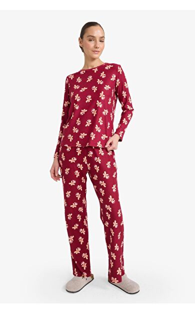 Pijama Takımı Regular Fit Desenli Uzun Kollu Üst Uzun Alt