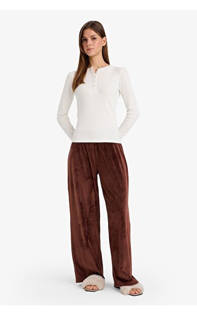 DeFacto Regular Fit Velur Pijama Altı