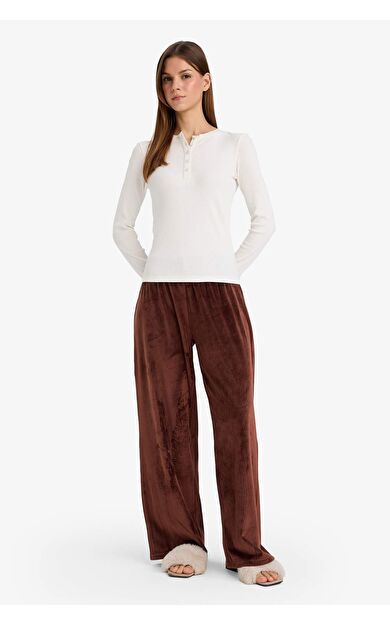 DeFacto Regular Fit Velur Pijama Altı