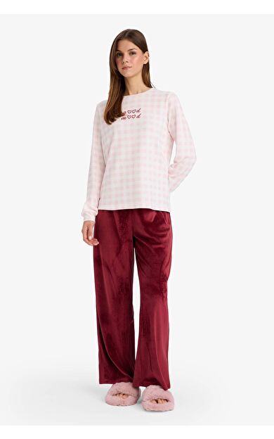 DeFacto Regular Fit Velur Pijama Altı