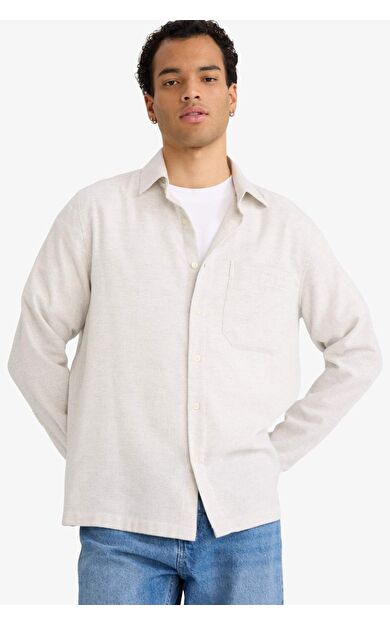 Regular Fit Gömlek Yaka Flanel Uzun Kollu Gömlek