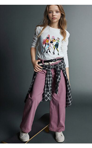 DeFacto Kız Çocuk 90's Wide Leg Gabardin Pantolon