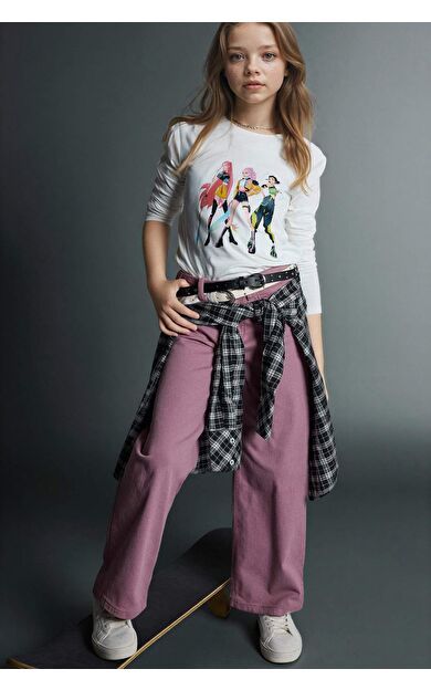 Kız Çocuk 90's Wide Leg Gabardin Pantolon