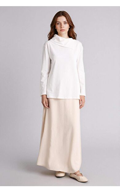 A Kesim Keten Karışımlı Maxi Etek