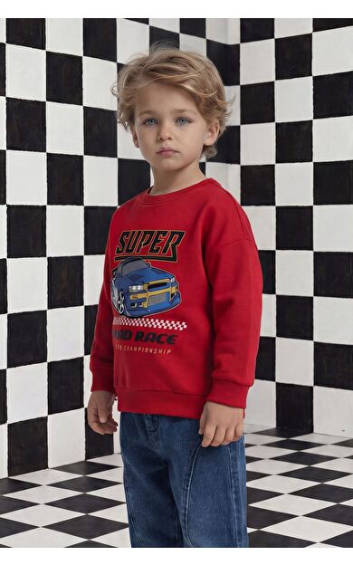DeFacto Erkek Bebek Bisiklet Yaka Slogan Baskılı Sweatshirt Kumaşı Sweatshirt