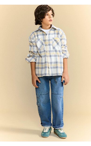 Erkek Çocuk Wide Leg Düz Paça Jean Pantolon