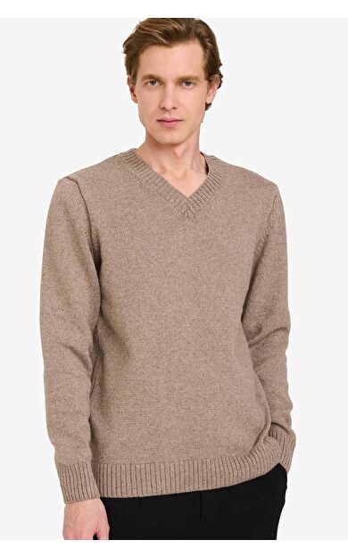 DeFacto Standart Fit V Yaka Triko Kazak