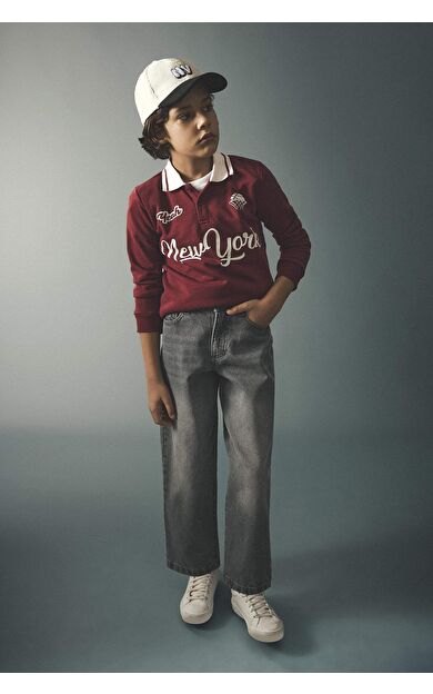 Erkek Çocuk Barrel Fit Düz Paça Jean Pantolon