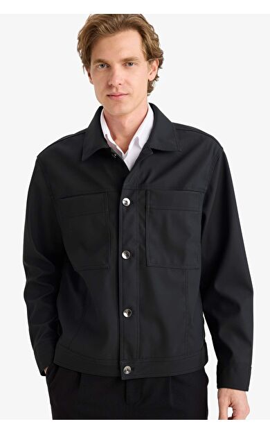 Su İtici Oversıze Gömlek Yaka Mont