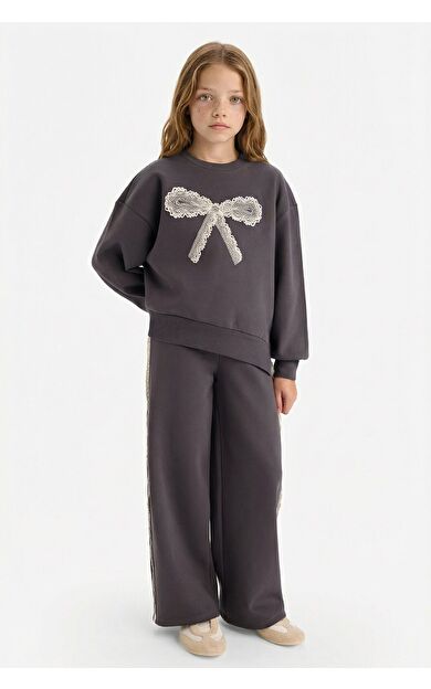 DeFacto Kız Çocuk Wide Leg Kalın Sweatshirt Kumaşı Pantolon