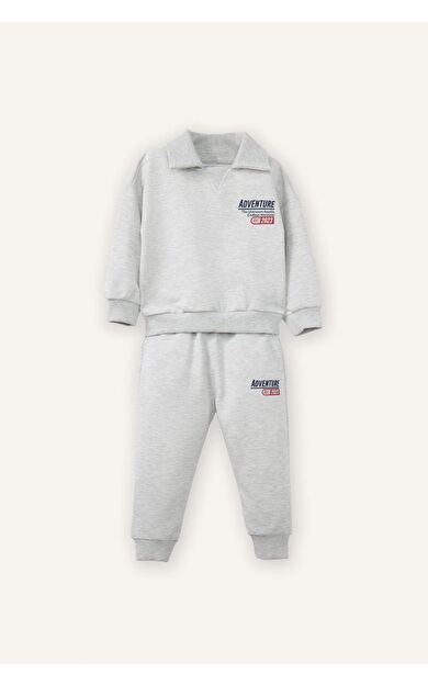 DeFacto Erkek Bebek Slogan Baskılı Sweatshirt Kumaşı 2'li Takım