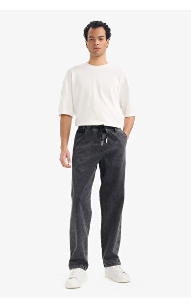 DeFacto Wide Leg Beli Bağcıklı Jean Pantolon