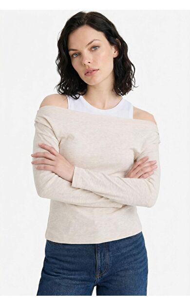 Slim Fit Çift Katmanlı Ribana Tişört