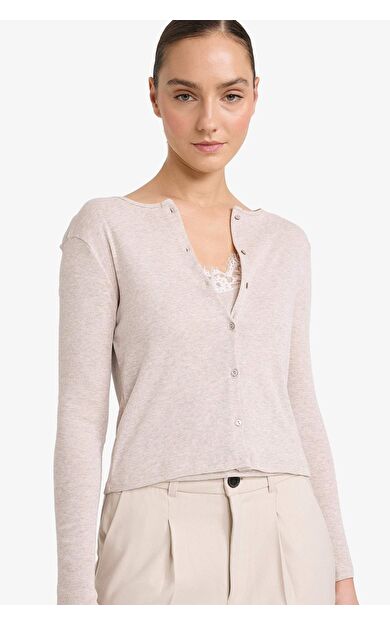 Slim Fit Dar Kesim V Yaka Ribana Uzun Kollu Tişört