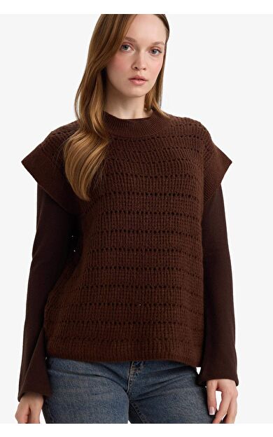 Regular Fit Bisiklet Yaka Triko Yelek