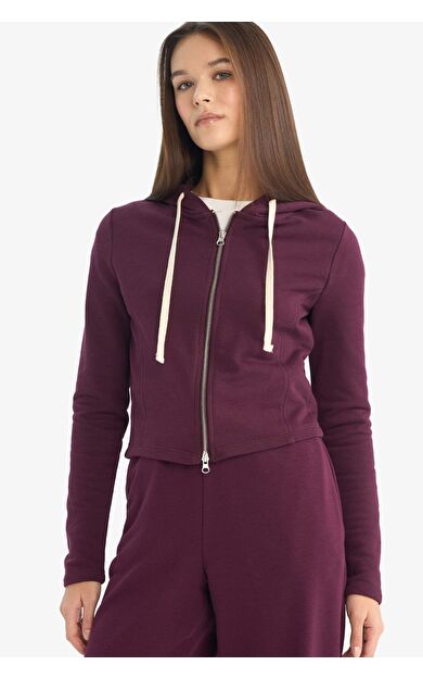 Oversize Kapüşonlu Fermuarlı Sweatshirt