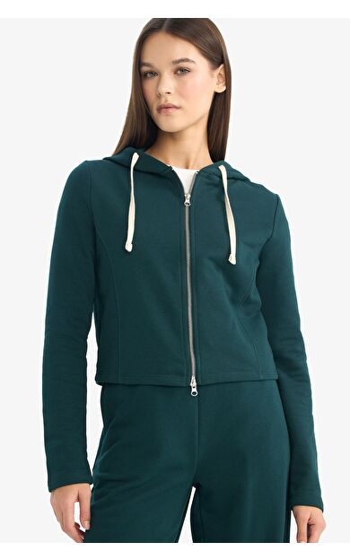 DeFacto Oversize Kapüşonlu Fermuarlı Sweatshirt