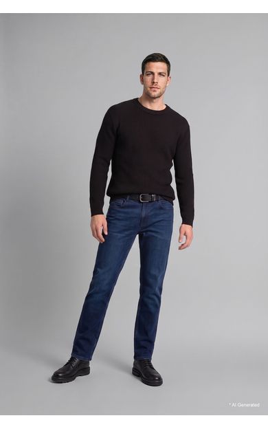 DeFacto Relaxed Fit Bisiklet Yaka Basic Triko Kazak Siyah