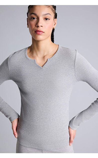 DeFacto Slım Fıt Bisiklet Yaka Sporcu Modal Uzun Kollu Tişört