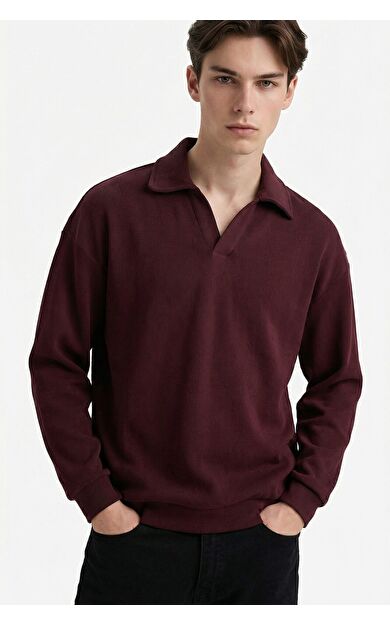 DeFacto Boxy Fit Polo Yaka Sweatshirt